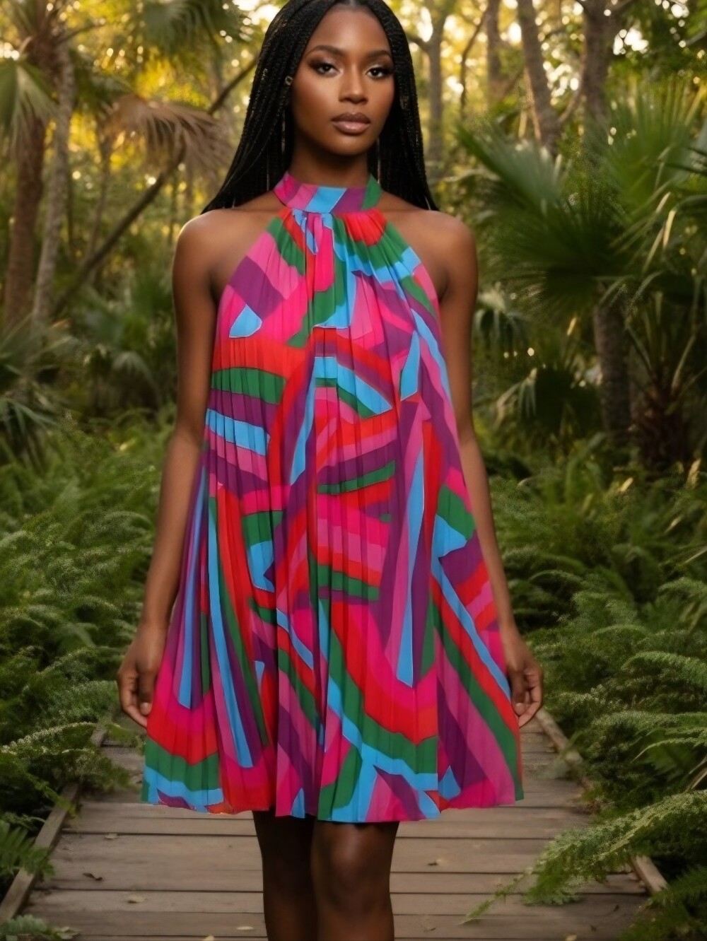 Fashion Nova St. Lucia Plisse Mini Dress, Large, Style#ID19617, NWT